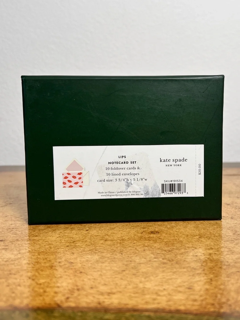 NEW Kate Spade Lips Notecard Set Complete 10 Cards Envelopes Boxed Stationery